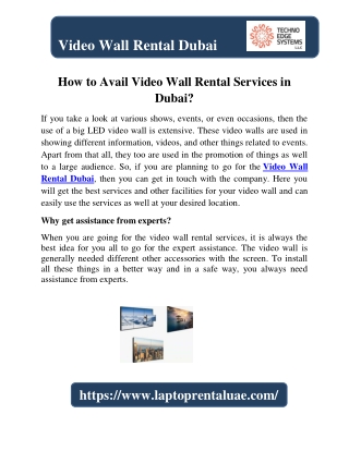 How to Avail Video Wall Rental Services in Dubai?