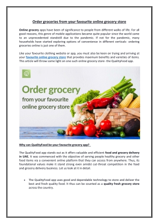 Order groceries from your favourite online grocery store