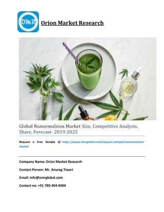 Global Nanoemulsion Market Size, Competitive Analysis, Share, Forecast- 2019-2025