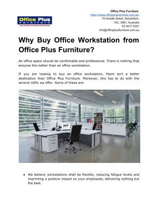 Why Buy Office Workstation from Office Plus Furniture?