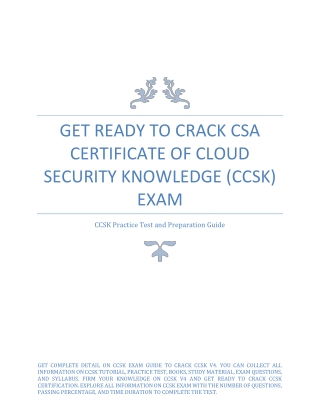 Get Ready to Crack  CSA Certificate of Cloud Security Knowledge (CCSK) Exam