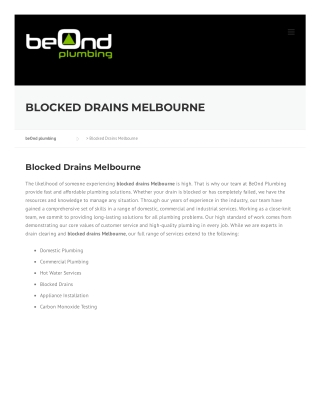 Blocked Drains Melbourne