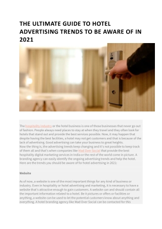 THE DEFINITIVE GUIDE TO HOTEL ADVERTISING TRENDS IN 2021