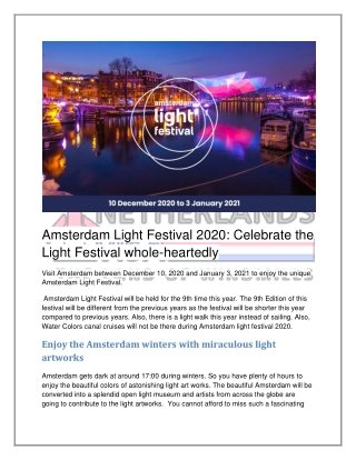 Amsterdam Light Festival 2020: Celebrate the Light Festival whole-heartedly