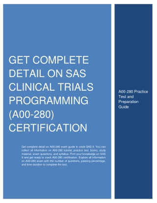 Get Complete Detail on SAS Clinical Trials Programming (A00-280) Certification