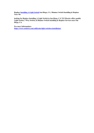 Replace Installing A Light Switch San Diego, CA | Dimmer Switch Installing & Replace Near Me