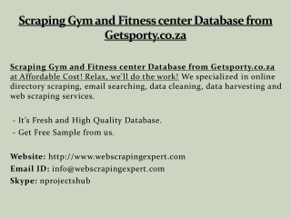 Scraping Gym and Fitness Center Database from Getsporty.co.za