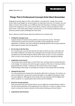 Things That A Professional Concept Artist Must Remember