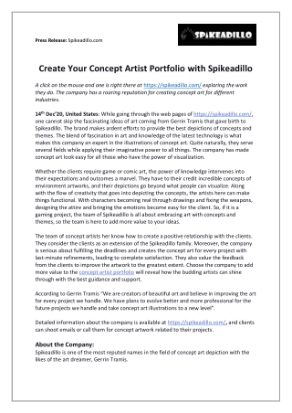 Create Your Concept Artist Portfolio With Spikeadillo