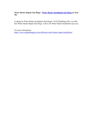 Water Heater Repair San Diego - Water Heater Installation San Diego & Near Me