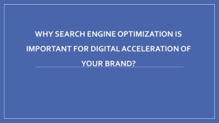 Why Search Engine Optimization is important for digital acceleration of your brand?