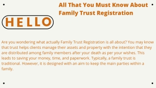 All That You Must Know About Family Trust Registration