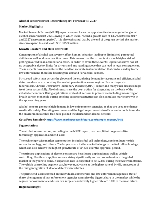 Alcohol Sensor Market Research Report- Forecast till 2027