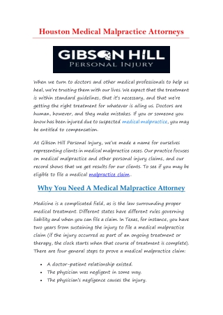 Houston Medical Malpractice Attorneys