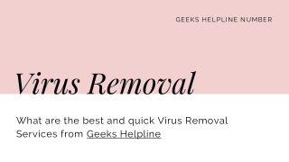 What are the best and quick Virus Removal Services from Geeks Helpline