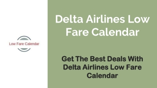 Delta Airlines Low Fare Calendar