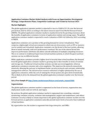 Application Container Market Global Analysis with Focus on Opportunities, Development Strategy, Comprehensive Plans, Com