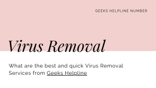 What are the best and quick Virus Removal Services from Geeks Helpline