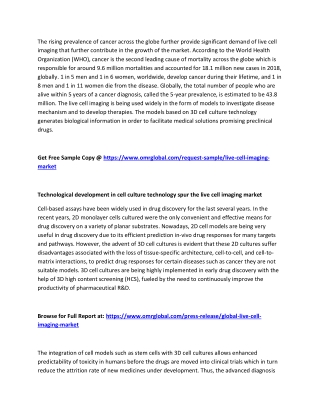 Global Live Cell Imaging Market  Trends, Size, Competitive Analysis and Forecast - 2019-2025