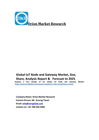 Global IoT Node and Gateway Market Trends, Size, Competitive Analysis and Forecast 2019-2025