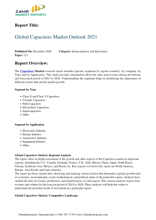 Capacitors Market Outlook 2021