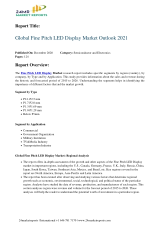 Fine Pitch LED Display Market Outlook 2021