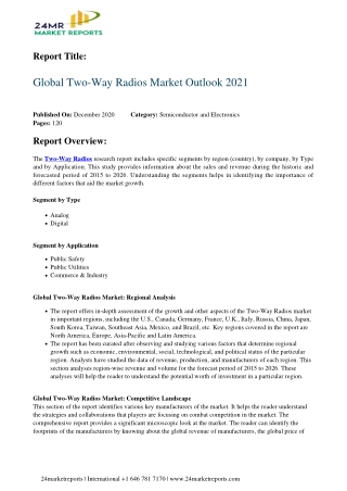 Two-Way Radios Market Outlook 2021