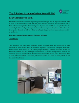 Top 2 Student Accommodations You will Find near University of Bath