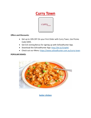 Curry Town Menu -10% off - Indian Restaurant Carrum Downs, VIC