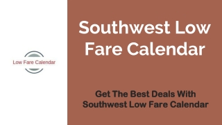 Southwest Low Fare Calendar