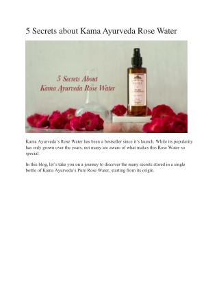 5 Secrets about Kama Ayurveda Rose Water