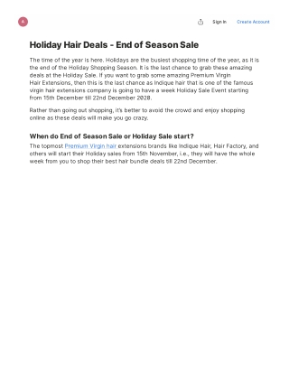 Holiday Hair Deals - End of Season Sale