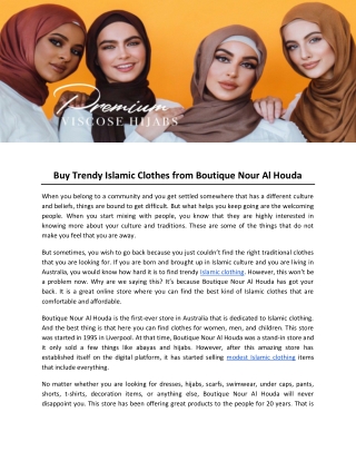 Buy Trendy Islamic Clothes from Boutique Nour Al Houda