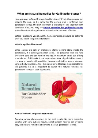 What are Natural Remedies for Gallbladder Stones?