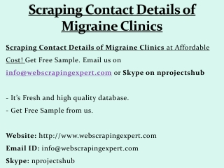 Scraping Contact Details of Migraine Clinics