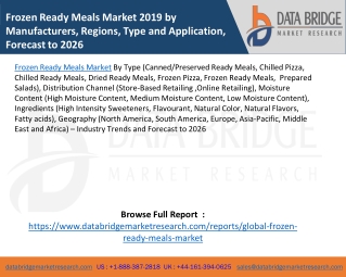 Frozen Ready Meals Market 2019 by Manufacturers, Regions, Type and Application, Forecast to 2026