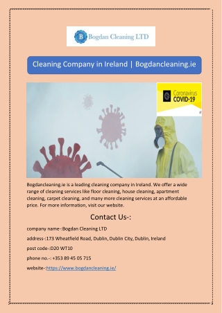 Cleaning Company in Ireland | Bogdancleaning.ie