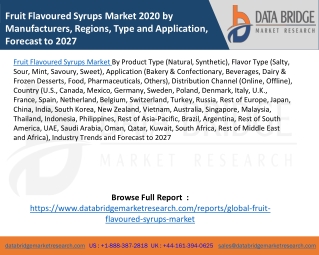 Fruit Flavoured Syrups Market 2020 by Manufacturers, Regions, Type and Application, Forecast to 2027