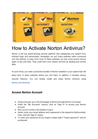 How to Activate Norton Antivirus?