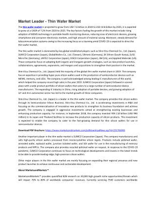Thin Wafer Market by Wafer Size, Process, Technology , Application | COVID-19 Impact Analysis
