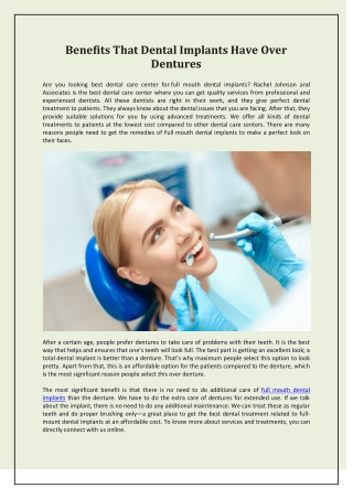 Benefits That Dental Implants Have Over Dentures