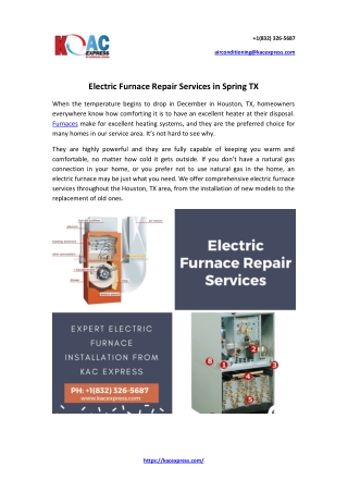 Electric Furnace Repair Services In Spring TX | KAC Express