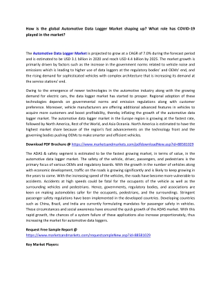 How is the global Automotive Data Logger Market shaping up? What role has COVID-19 played in the market?