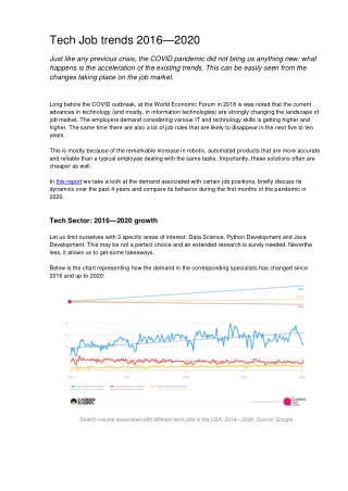 Tech Job trends 2016-2020