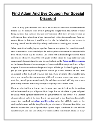 Find Adam And Eve Coupon For Special Discount