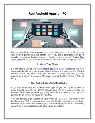 Way to run mobile Android apps on a PC
