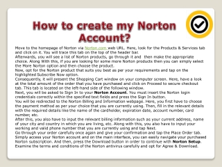 How to create my Norton Account