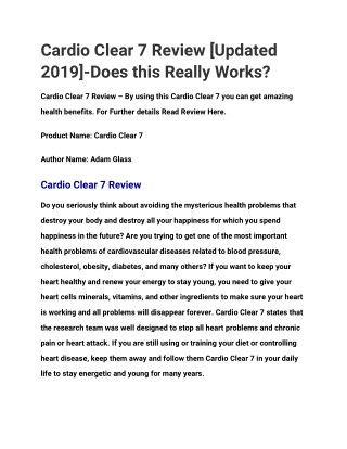 Cardio Clear 7 Review-Updated 2019-Does this Really Works?