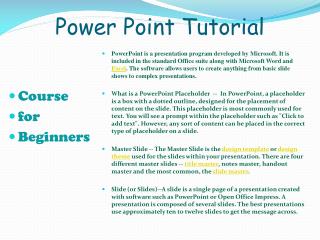 Power Point Tutorial