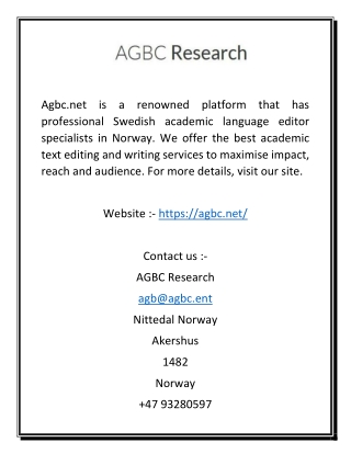 Academic Editing Specialist | Agbc.net